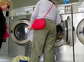 Creep Shots girl next door type at laundry room nice ass