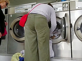 Creep Shots girl next door type at laundry room nice ass
