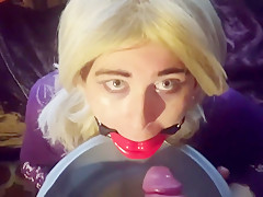 Crossdresser Slave Throated Humiliated Fucked and Pissed on