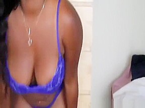 Curvy Ebony Tugging Dick Until Facial