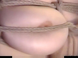 Cute Asian babe gets tied up to be boob teased