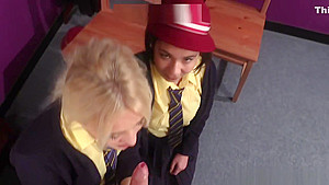 Cute Cfnm schoolgirls 18+ Satisfy Professor