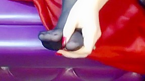 Cute WebCam Pantyhose Girl Plays With Her Feet!