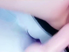 Cute asian maid cosplay riding dildo