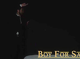 Cute slave boy struggles to take enormous raw DILF dick