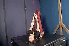 Danger Doll Bound and Hung by Boots
