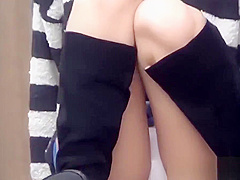 Dashing Japanese chick strips nude and masturbates outdoors