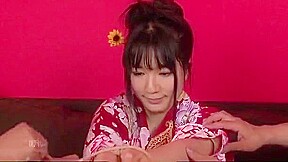 Dazzling casting along kimono girl Chiharu