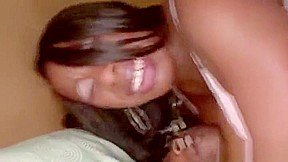 Delightful buxomy ebony experienced woman is blowing my cock
