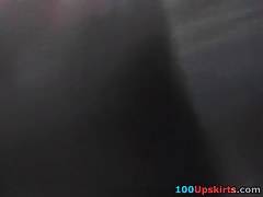 Delightsome upskirt beauty in a dark suit