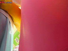 Dirty upskirt porno with a slim blonde female