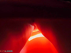 Dirty upskirt porno with a slim blonde female