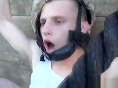 Ebony cadet spitroasted after sucking