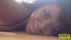 Ebony subslut assfucked and throated by dom