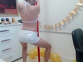 Elektra's Birthday service with streap tease, masturbation and orgasms