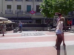 Euro slut punished in public downtown