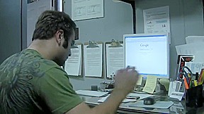 Exotic brunette gets facila after banging in an office