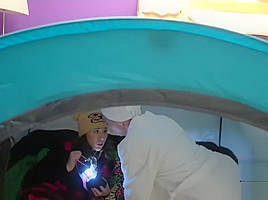Fake Hostel Happy young camper seduced by big tits lesbian milf