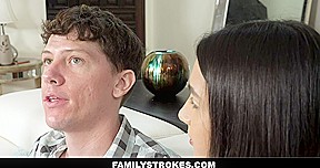 FamilyStrokes - Step sister Rides Her Step Brother While Watching TV