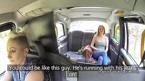 Female Cab Driver Eats Hot Brunette Client