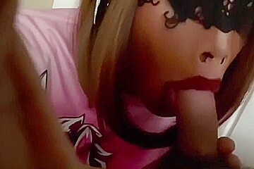 Female Masker Sissy Sucking Big Uncut Cock