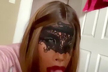 Female Masker Sissy Sucking Big Uncut Cock