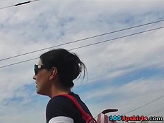 Flawless upskirt closeup filmed outdoors