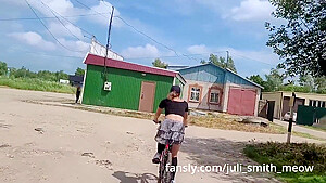 Follow The Girl Cyclist Who Rides Without Panties Under Her Skirt