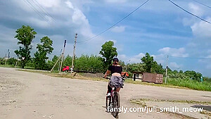 Follow The Girl Cyclist Who Rides Without Panties Under Her Skirt