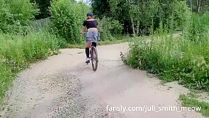 Follow The Girl Cyclist Who Rides Without Panties Under Her Skirt