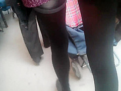 Following a sexy girl with hot stockings