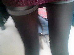 Following a sexy girl with hot stockings