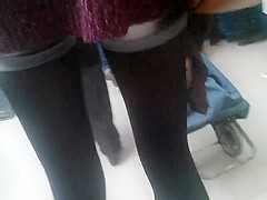 Following a sexy girl with hot stockings