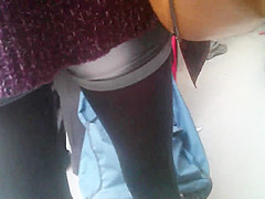 Following a sexy girl with hot stockings