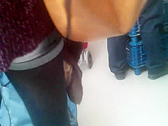 Following a sexy girl with hot stockings
