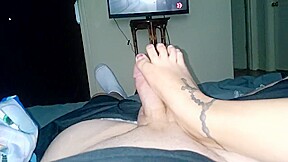 Foot tease before an amazing blowjob precum oozing