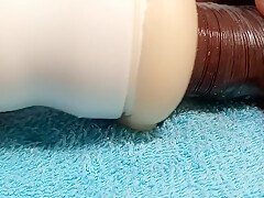 Fucking A Silicone Vagina With A Condom