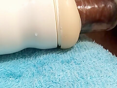 Fucking A Silicone Vagina With A Condom