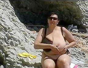 German Big Beautiful Woman-granny with biggest-billibongs outdoors