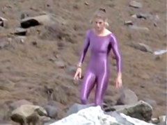 Girl in spandex costume on the candid street video 08d