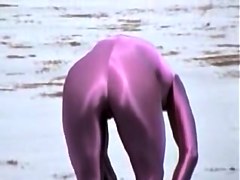 Girl in spandex costume on the candid street video 08d