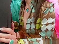 Glamorous Eurobabes share a cock before group masturbation