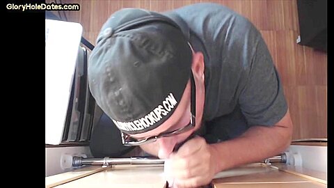 Gloryhole amateur DILF facial jizzed after BJ and HJ action
