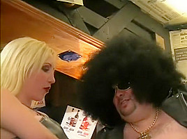 Gorgeous blonde waitress gets nailed hard by a dirty fat asshole