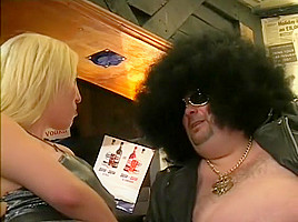Gorgeous blonde waitress gets nailed hard by a dirty fat asshole