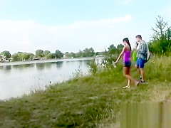 Granny car blowjob Eveline getting romped on camping site