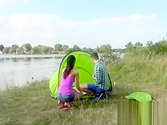 Granny car blowjob Eveline getting romped on camping site