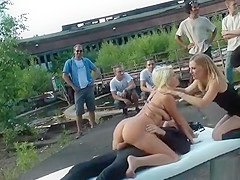 Group anal fucking outdoor