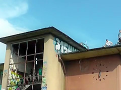 Group anal fucking outdoor