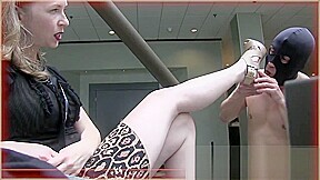 HE WORSHIPS HER BARE FEET AND SHOES IN A PUBLIC HOTEL LOBBY DIRTY FEET